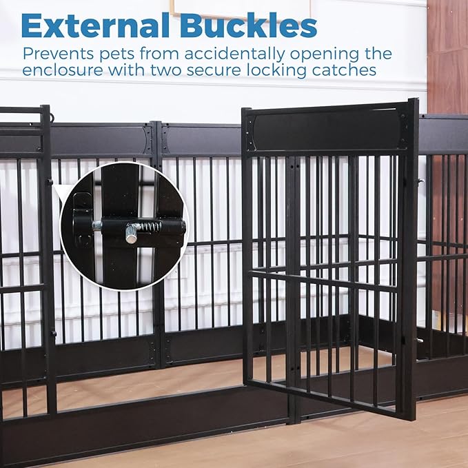 Dog Playpen, 35.4" Height Dog Pen Indoor, Heavy Duty, Safe and Sturdy, Furniture Style Puppy Pen (12 Panels (35.4" High), Black)