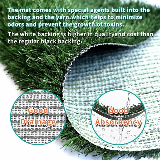 Dog Grass Pad with Tray 30"X20" - Portable Artificial Turf Potty Training Pee Mat for Large or Medium Dogs, Indoor/Outdoor Dog Litter Box for Balcony/Patio, Washable Reusable Fake Grass