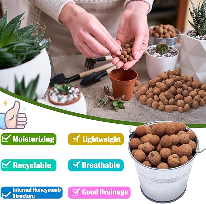 Halatool 4LB Leca Clay Pebbles for Plants 4mm-16mm Lightweight Clay Balls 100% Natural Hydro Balls for Aquarium Potted Plants Hydroponic Growing Gardening Orchids Drainage Decoration Aquaponics
