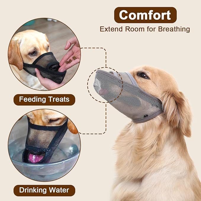 Crazy Felix Nylon Dog Muzzle for Small Medium Large Dogs Dachshund Beagle Poodle Labrador, Air Mesh Breathable and Drinkable Pet Mouth Guard for Anti-Biting Chewing Scavenging(XXXS, Black)