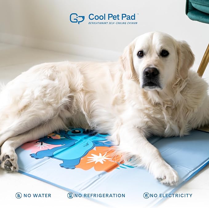 The Green Pet Shop Cool Pet Pad - Extra Small, Disney’s Stitch - Self-Cooling, Pressure Activated Mat for Dogs & Cats from 0-8 lbs - Non-Toxic Gel, No Water Needed
