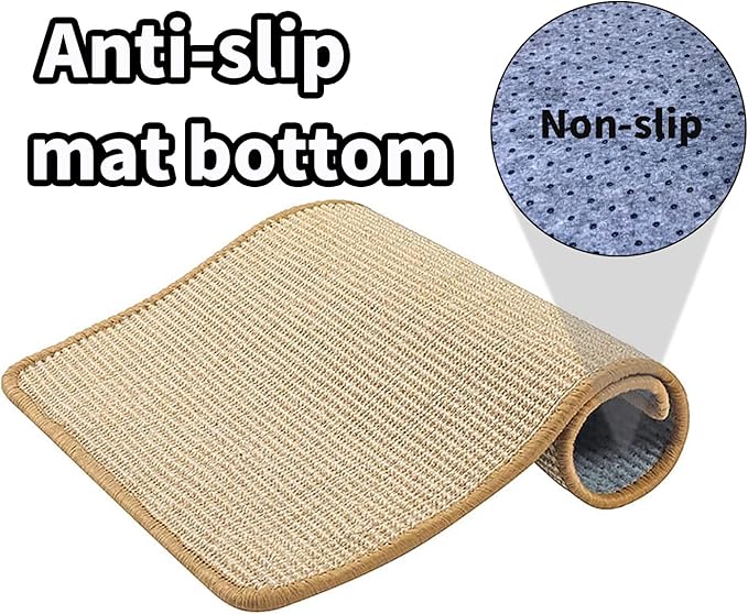 PODOO Bunny Scratch Pads, Sisal Rabbit Scratching Pad, Natural Rabbit Resting Mats for Cages, Forage Grass Mat Indoor Essentials Accessories for Guinea Pig Cat (2Pcs, 15.7x11.8 inches)