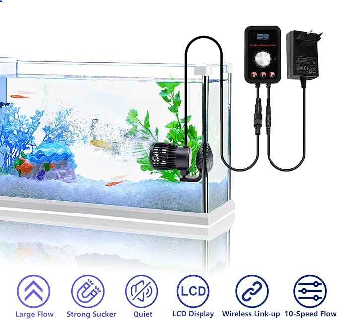 CONQUERALL 660-4700GPH 28W DC 24V Energy Saving Large Flow Wave Maker Controllable Multi Wave Suit for Marine Aquarium Tropical Fish and Reef Tank