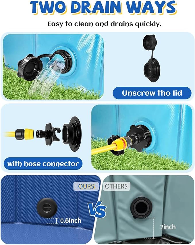 YSJILIDE Foldable Dog Pool, Portable PVC Dog Pet Swimming Pool, Collapsible Plastic Dog Bath for for Large Medium Small Dogs & Kids (XXXXL-97 Blue)