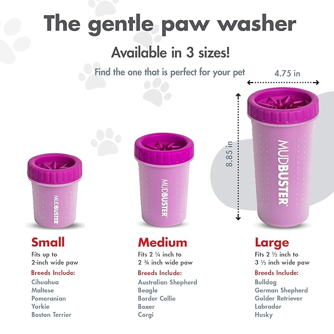 Dexas MudBuster Portable Large Dog Paw Cleaner, Fuchsia - Premium Pet Supplies and Accessories