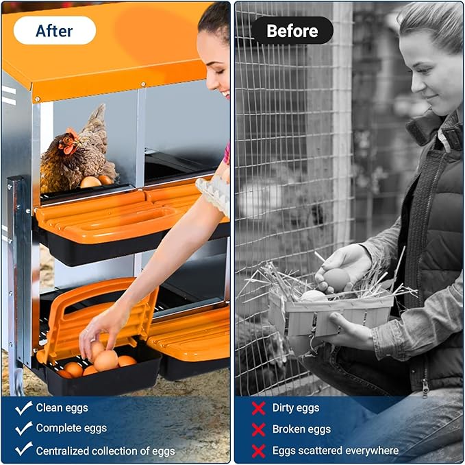 Chicken Nesting Box, 10 Hole 2 Layer Hen Nest Boxes, Roll Away Eggs Laying Boxes,Cleanable Pull Out Hen Roosting Boxes