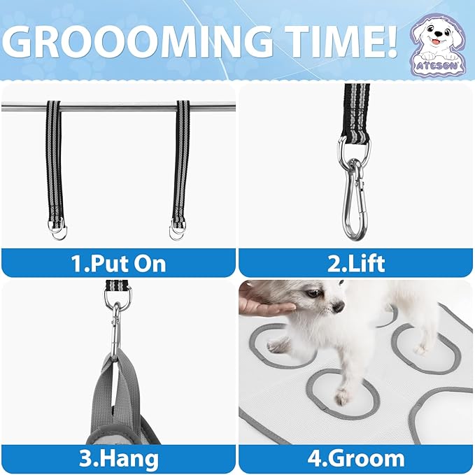Pet Grooming Hammock Harness for Medium/Large Dogs Nail Trimming, Dog Sling for Cutting Nails, Dog Hanging Holder Hanger with Nail Clippers, Nail File, Scissors
