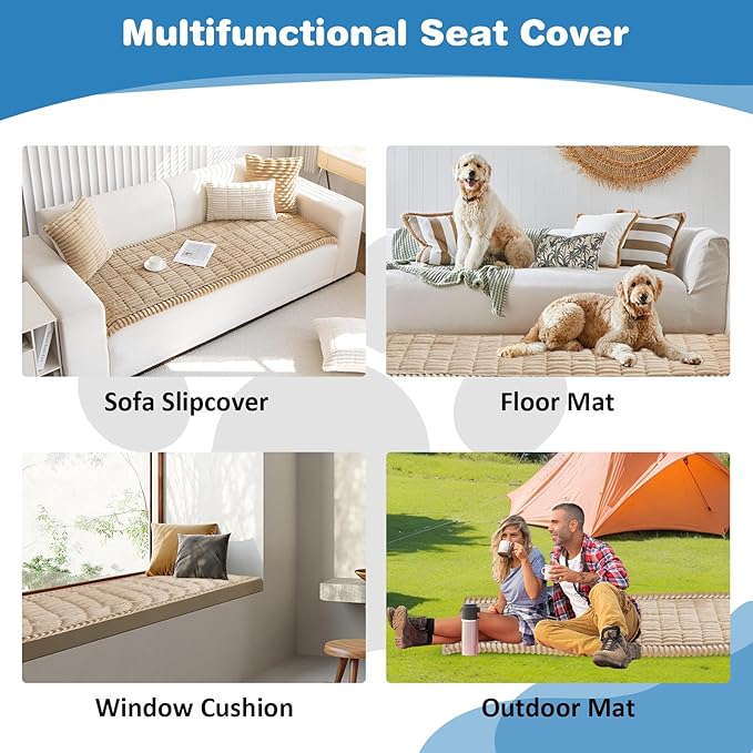 VClife Dog Bed Mat for Car, Anti Slip Pet Bed Travel Pad Comfortable Furry Dog Car Seat Cover for Backseat Extender, Washable Pet Cushion Bed Mat for Indoors & Outdoors (Brown, 51"×23.6")