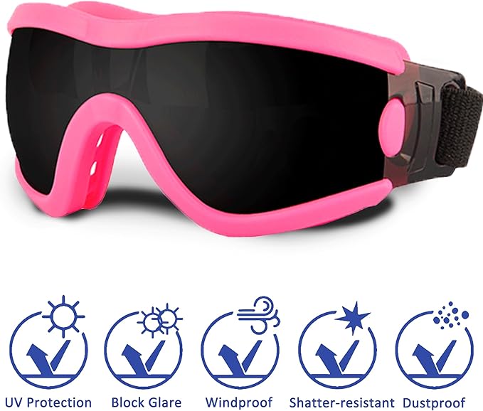 Small Dog Sunglasses with Adjustable Strap UV Protection, Winproof Puppy Sunglasses, Suitable for Dogs Eyes Protection，Soft Dog Goggles