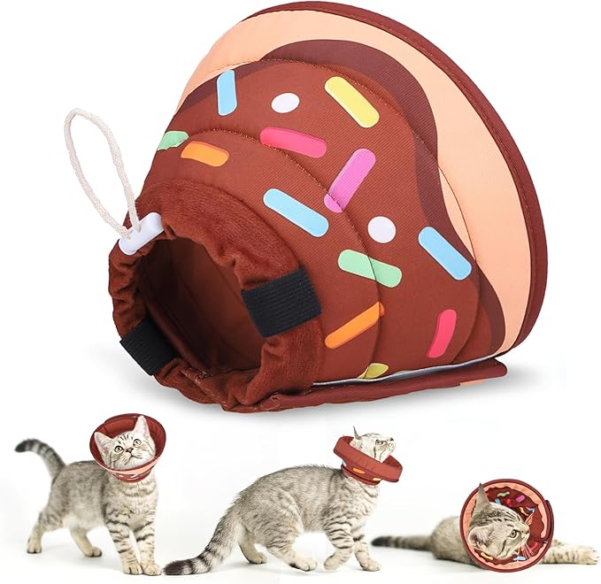EXPAWLORER Cat Recovery Cone Collar- Soft Adjustable Pet Collar for After Surgery, Waterproof Elizabethan Protective Collar, Stop Licking Donut for Small Medium Kittens