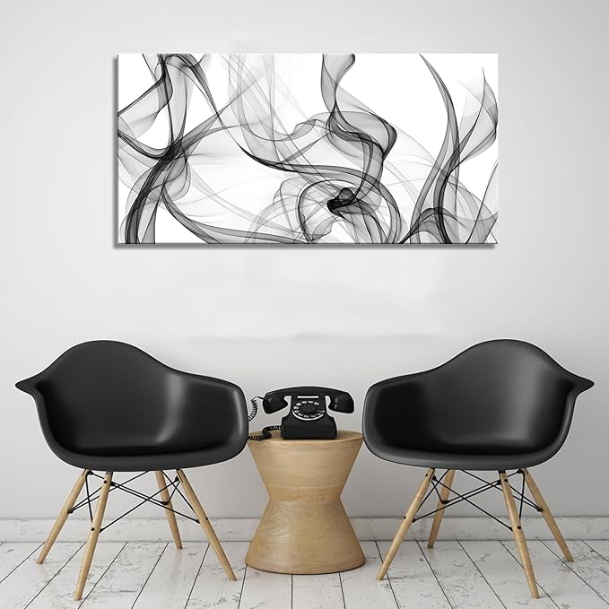 XXMWallArt FC3850 Abstract Wall Art Light Streak Black and White Abstract Line Canvas Wall Art for Living Room Bedroom Bathroom Office Wall Decor