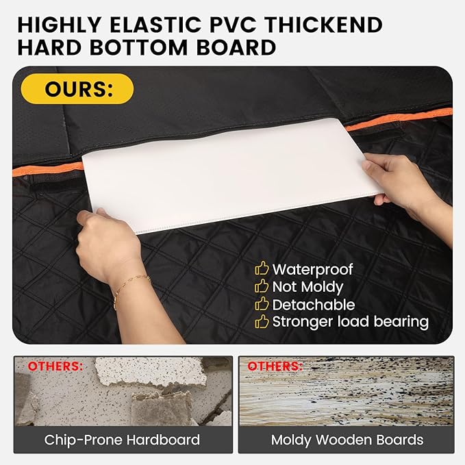 Back Seat Extender for Dogs - Holds 450lbs, Waterproof Dog Car Seat Cover for Back Seat with Hard Bottom for Cars SUVs Truck,Anti-Scratch No Slip Large Space Pet Backseat Protector,Black Orange