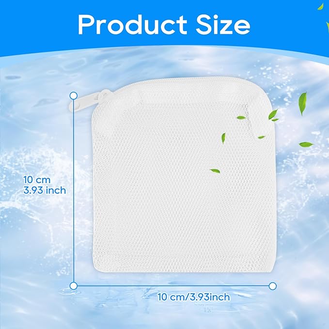 Aquarium Filter Media Bags for Aquarium with Zipper, Fine Mesh Bag Reusable Strong Polyester for Activated Carbon, Bio Filter Balls, Ceramic Rings, Filter Stones, White 10PCS 3.93" x 3.93"