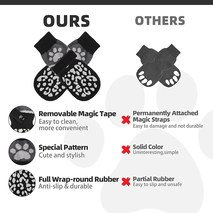 KOOLTAIL Dog Socks for Hot/Cold Pavement to Prevent Licking Paws Scratching,Anti Slip Pet Boots&Paw Protector for Hardwood Floors,Traction Control Grip Booties for Small Medium Large Senior Dogs L