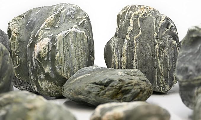 Aquarium Stone Green River Rock 40LB Rocks aquascaping Fish Tank Decor Rocks for Aquariums Fairy Gardens Model Railroads Dioramas Wargaming Mosaic Art（4-10inch / 7PCS）