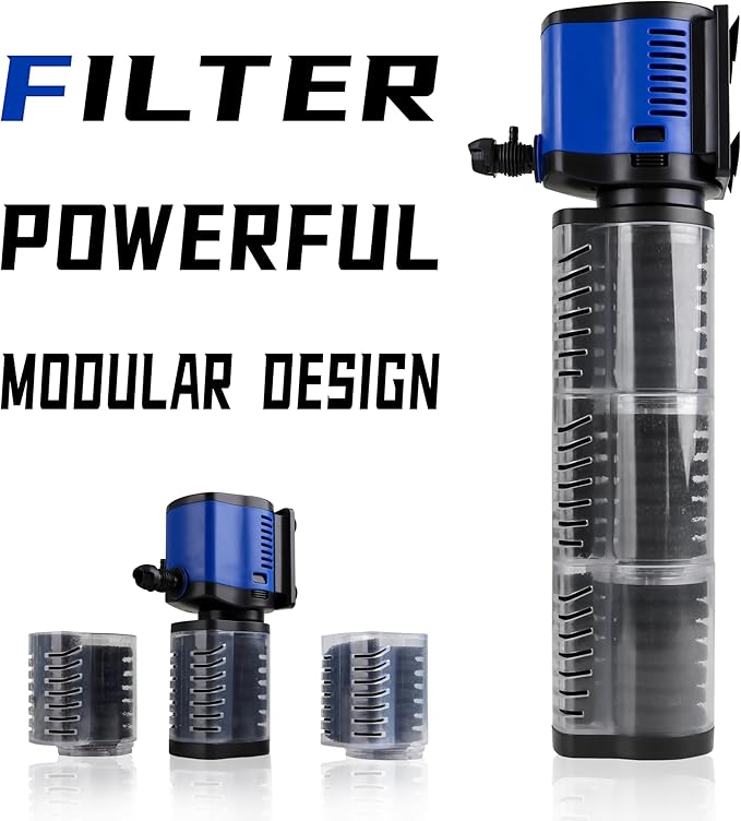 Aquarium Filter for 100-300 Gallons Tank, Powerful 660GPH Internal Fish Tank Filter, Pump Submersible Filter with Sponge for Large Fish Tanks, Turtle Tanks