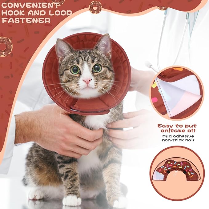 EXPAWLORER Cat Recovery Cone Collar- Soft Adjustable Pet Collar for After Surgery, Waterproof Elizabethan Protective Collar, Stop Licking Donut for Small Medium Kittens
