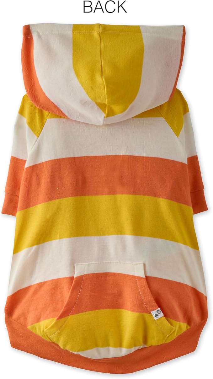 Rocky – The Orginal Lightweight Hooded TEE 100% Organic Cotton Dog Hoodie Pet Coat Sweater for Small, Medium, Large Dogs, Candy Corn, XX-Small