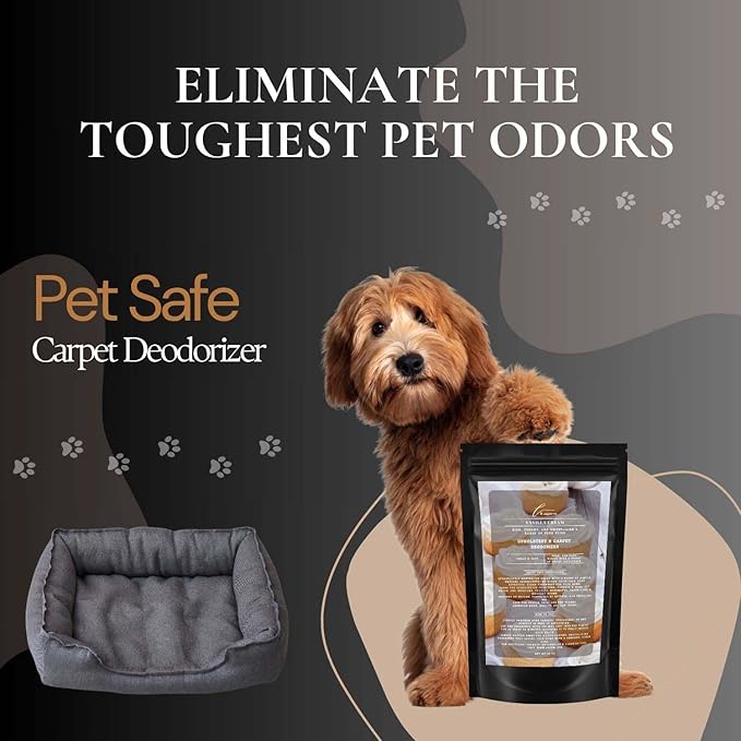 Vanilla Cream Carpet Deodorizer Powder for vacuuming | Powerful Odor Eliminator for Home | Upholstery refresher | Scented Deodorant | pet friendly