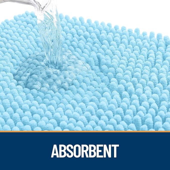 OLANLY Dog Door Mat for Muddy Paws 44x24, Absorbs Moisture and Dirt, Absorbent Non-Slip Washable Doormat, Quick Dry Chenille Mud Mat for Dogs, Entry Indoor Entryway Carpet for Inside Floor, Blue