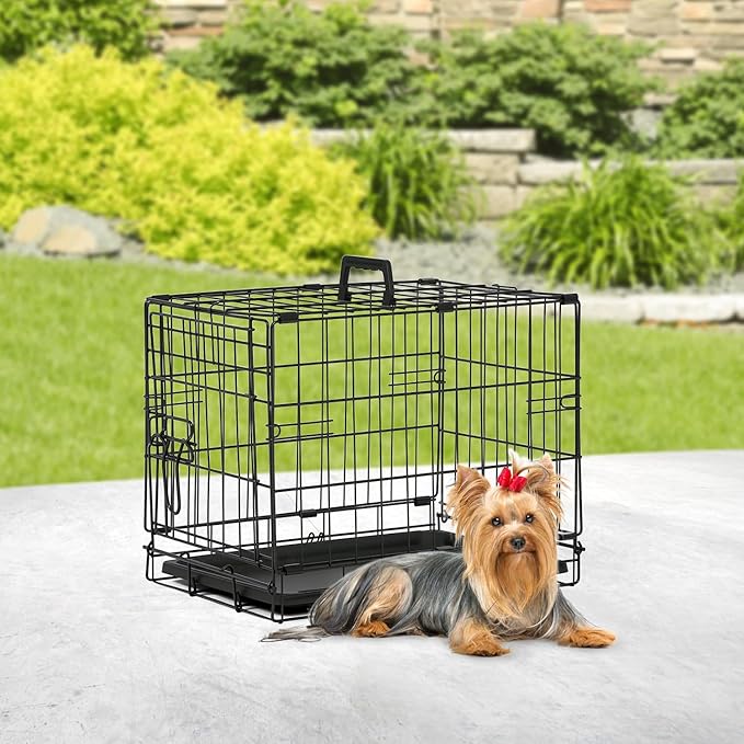 BestPet | Dog Crate | 18" | Black | Foldable Metal Kennel with Double Doors, Secure Slide-Bolt Latches, Leakproof Tray | Portable Dog Cage for Small Breeds | for Travel, Indoor & Outdoor Use