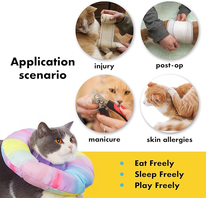 EWES Cat Cone Collar Soft S Size,Alternative Neck Cones to Stop Licking,Comfy Elizabethan Collars After Surgery Neuter,Donut Collar for Pet Cat Dog Kitten e Collar Recovery Shame
