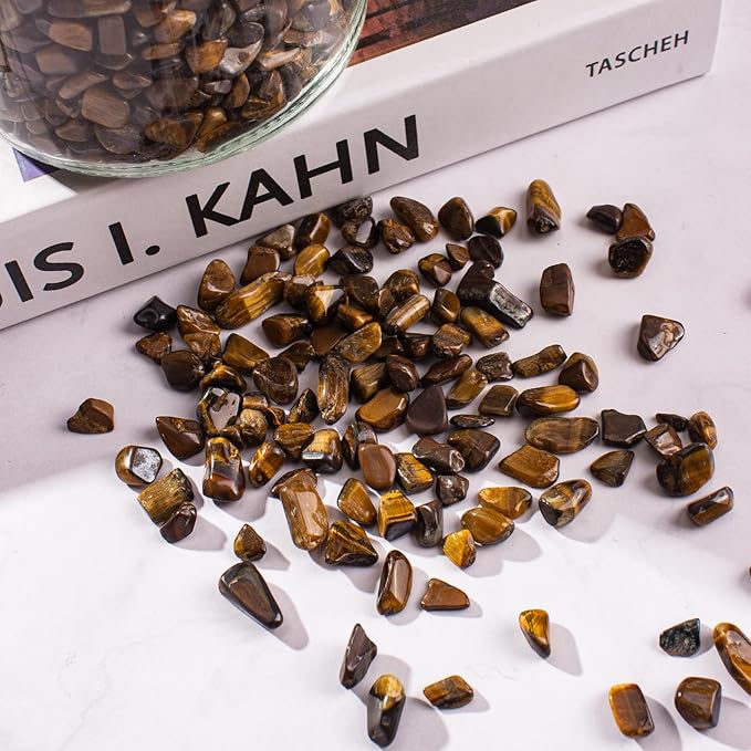 3 Lb Tiger Eye Aquarium Gravel Rocks Polished Tumbled Crushed Stones, Natural Crushed Stone Crystal Chips Decorative for Fish Tank||Vase Filler|Succulent Plants Decor, 6mm-9mm