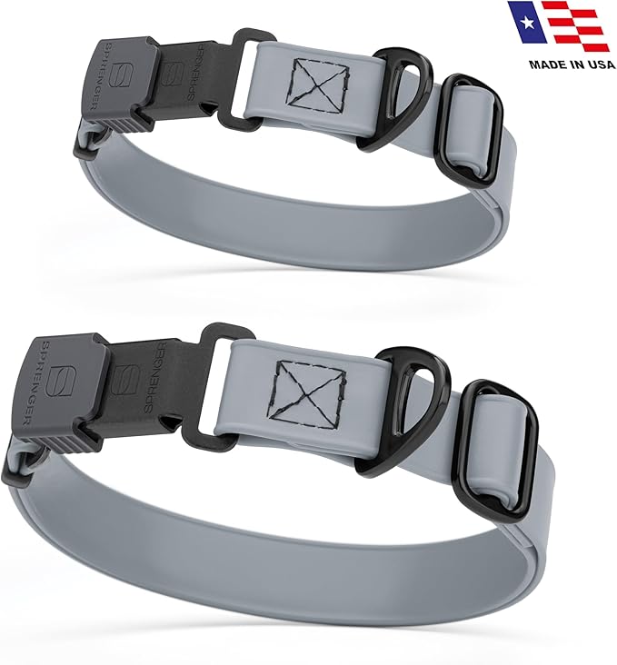 Dogline Biothane Waterproof Dog Collar with Herm Sprenger Black Stainless Steel Quick Release Buckle – Heavy Duty Tactical Durable Collar for Dogs – Comfortable and Safe Pet Collar W3/4" L12-19 Gray