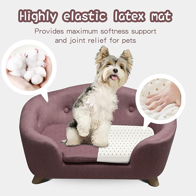 SHAVI Pet Sofa Dog Couch for Small Pet Dog and Cats, Low Back Lounging Bed with Velvet Modern Cat Couch Easy-to-Clean(Pink)