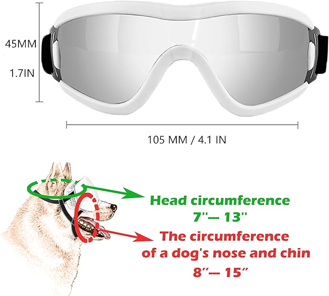 Small Dog Sunglasses with Adjustable Strap UV Protection, Winproof Puppy Sunglasses, Suitable for Dogs Eyes Protection，Soft Dog Goggles
