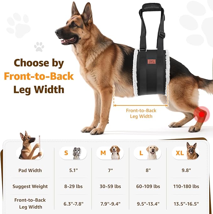 Adjustable Dog Lift Harness, Dog Sling for Large Dogs Lift Support and Rehab Harness for Weak Rear Legs, Soft Hind Leg Support Helps Senior, Injured,Disabled and After ACL Surgery Dogs(Black,X-Large)