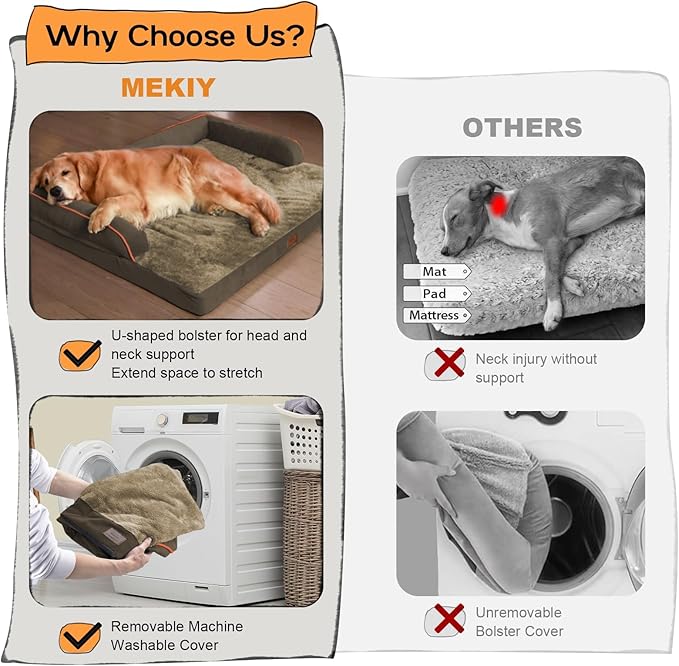 Small Dog Bed Waterproof Orthopedic Dog Beds for Medium Sized Dogs Comfy Pet Cat Bed with Sides, Washable Removable Cover