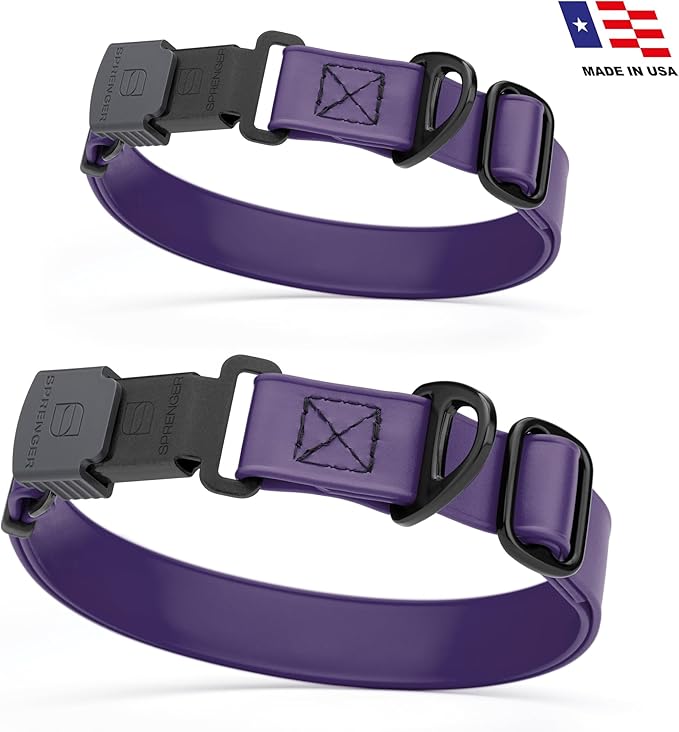 Dogline Biothane Waterproof Dog Collar with Herm Sprenger Stainless Steel Quick Release Buckle – Heavy Duty Tactical Durable Collar for Dogs – Comfortable and Safe Pet Collar, W 3/4" L 12-19", Purple