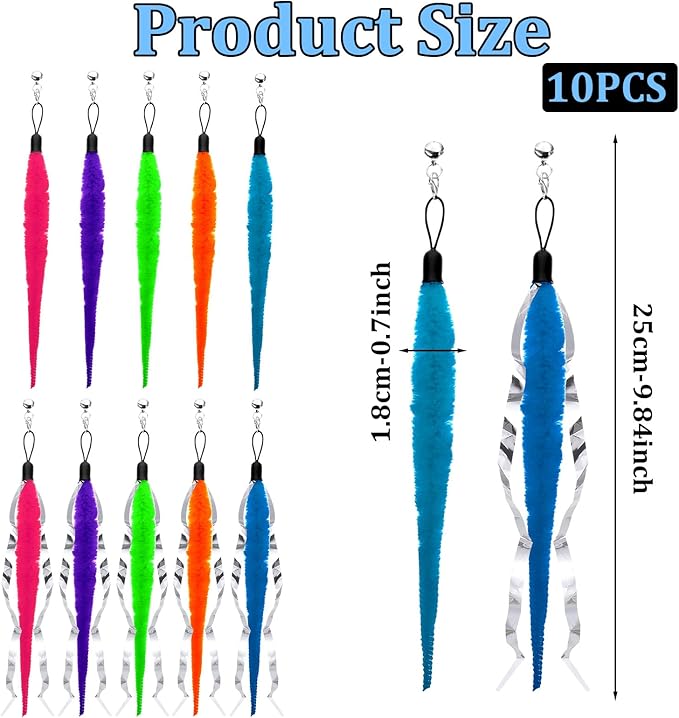 Cat Worm Toy with Foil, 10 PCS Cat Wand Attachments Worms Toy Interactive Cats Wand Attachments Worms Toys for Indoor Cats