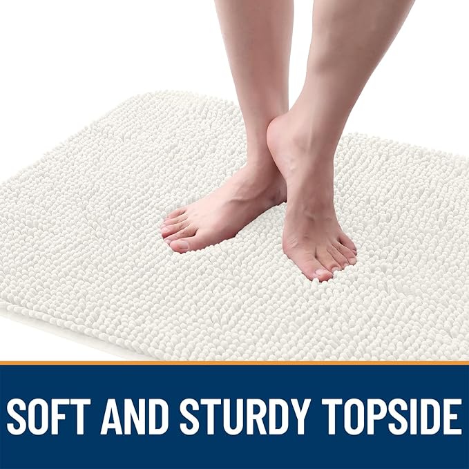 OLANLY Dog Door Mat for Muddy Paws 40x32, Absorbs Moisture and Dirt, Absorbent Non-Slip Washable Doormat, Quick Dry Chenille Mud Mat for Dogs, Entry Indoor Entryway Carpet for Inside Floor, Ivory