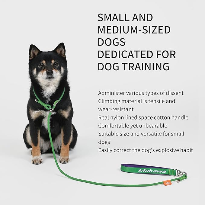 Dog Anti-Slip Leash 5FT with Metal Stopper - Durable No-Pull Training Lead for Small, Medium & Large Dogs - Comfortable Handle Nylon Rope, Tangle-Free Pet Walking Leash (Green, 5.6FT)