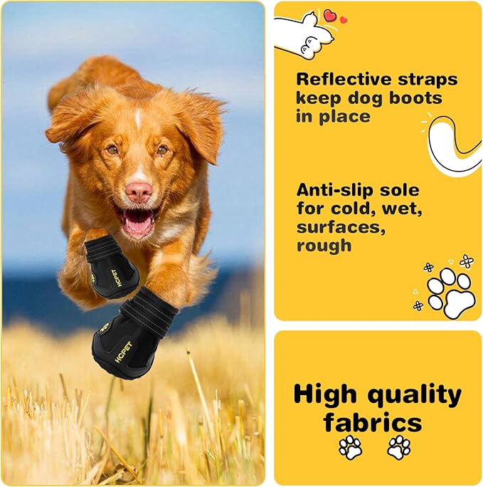 Hcpet Dog Shoes, Dog Boots for Small Dogs, Waterproof Medium Dog Booties Paw Protector for Summer Hot Pavement, Winter Snowy Day, Outdoor Walking, Indoor Hardfloors Anti Slip Sole Black Size 2