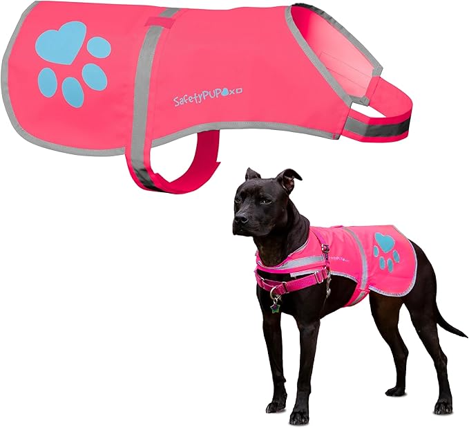 Dog Reflective Vest – Hi-Vis Fluorescent Visibility That Helps to Safeguard Your Pet On/Off Leash in Urban & Rural Areas (Pink, Medium)