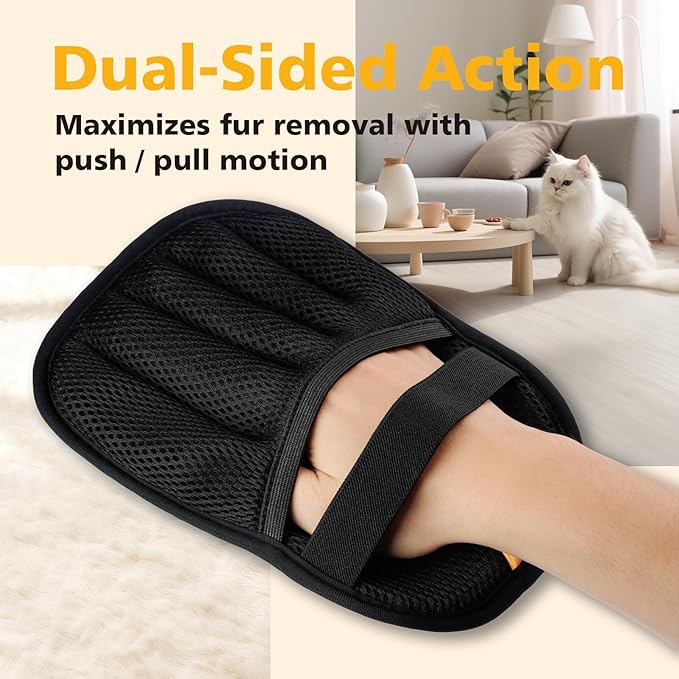 Cat Hair Gloves for Pet Hair Removal，Reusable Cats & Dog Pet Hair Remover Electrostatic Gloves for Pets Grooming,Furniture,Carpet,Car,Couch