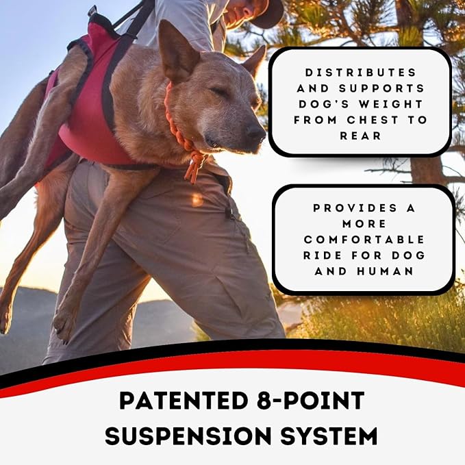 Fido Pro Airlift Emergency Dog Rescue Sling - Lightweight, Packable Dog Sling for Extra Large Dogs with 8-Point Support System for Safe Transport - Ideal for Hiking, Skiing - Fits Dogs 70-160 lbs