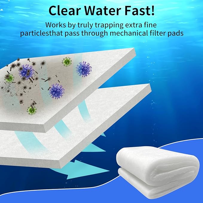 Aquarium Filter Floss- 1" Thick Multi-Layer Fish Tank Filter Floss Water Polishing Filter Pad, for Crystal Clear Water, Media Roll Cut to Size 12"x72"