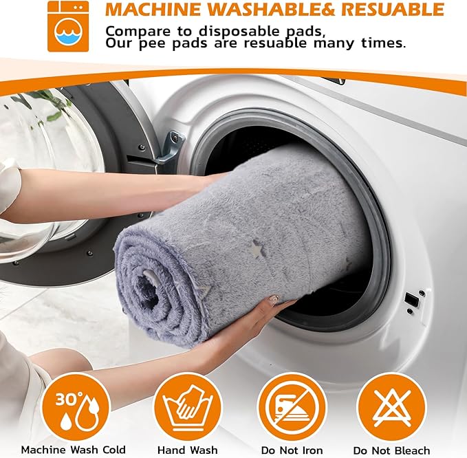 LOOBANI Washable Pee Pads for Dogs, 2 Pack 36 x 48 in, Grey Star Pattern, Reusable Dog Surface Protector, Flannel Material