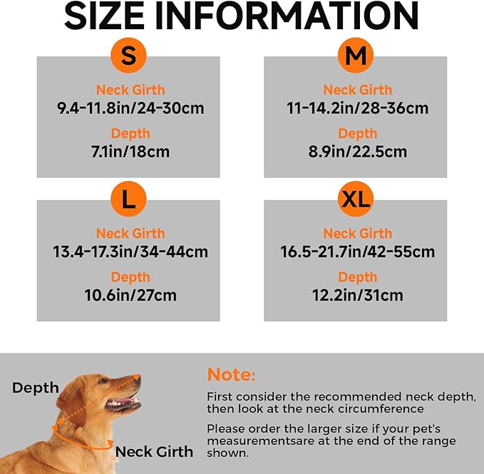 Dog Cone Collar L, Soft Cones for Large Medium Small Dogs,Adjustable Dog Cone Alternative to Stop Licking, Comfy Elizabethan Collar for After Surgery Wound Healing & Hot Spots Orange