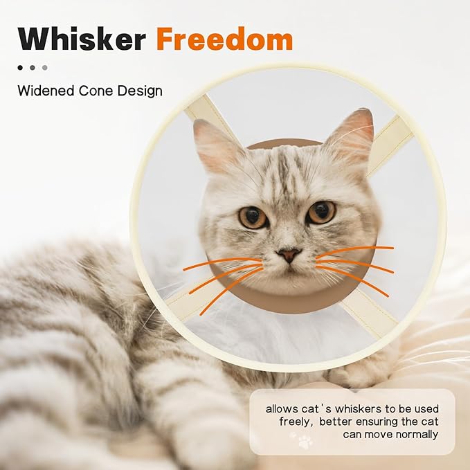 Cat Cone Collar Soft- Adjustable Comfortable Air Mesh Recovery Cone After Surgery to Stop Licking and Scratch, Alternative to Plastic Elizabethan Collar for Cat, Whiskers Freedom (Brown, XS)