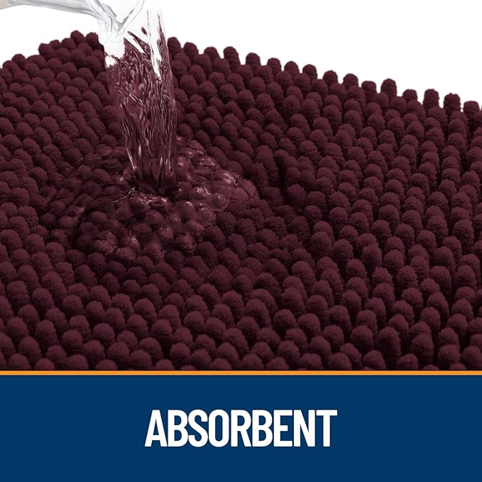 OLANLY Dog Door Mat for Muddy Paws 24x16, Absorbs Moisture and Dirt, Absorbent Non-Slip Washable Doormat, Quick Dry Chenille Mud Mat for Dogs, Entry Indoor Entryway Carpet for Inside Floor, Russet