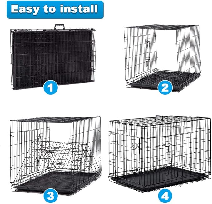 BestPet | Dog Crate | 36" | Black | Foldable Metal Kennel with Double Doors, Secure Slide-Bolt Latches, Leakproof Tray | Portable Dog Cage for Medium Sized Breeds | for Travel, Indoor & Outdoor Use