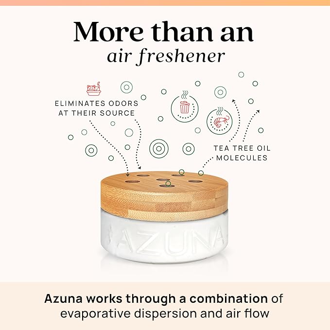 Azuna Air Freshener & Odor Eliminator for Strong Odor | 2 Room Kit Includes (2) Empty Luxe Glass Jar & 12oz Gel Refill with Tea Tree Essential Oil | Simply Citrus | Last 60-90 Days