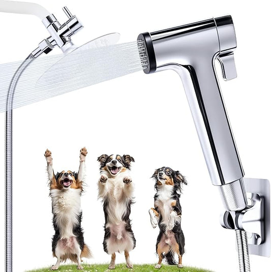 Dog Shower Attachment for Pet Bath,Dog Washing Hose Attachment,Dog Wash Sprayer Kit Includes 2-mode Dog Shower Handheld,118 Inches Stainless Steel Hose,G1/2" Metal Shower Diverter (Sprayer Kit)