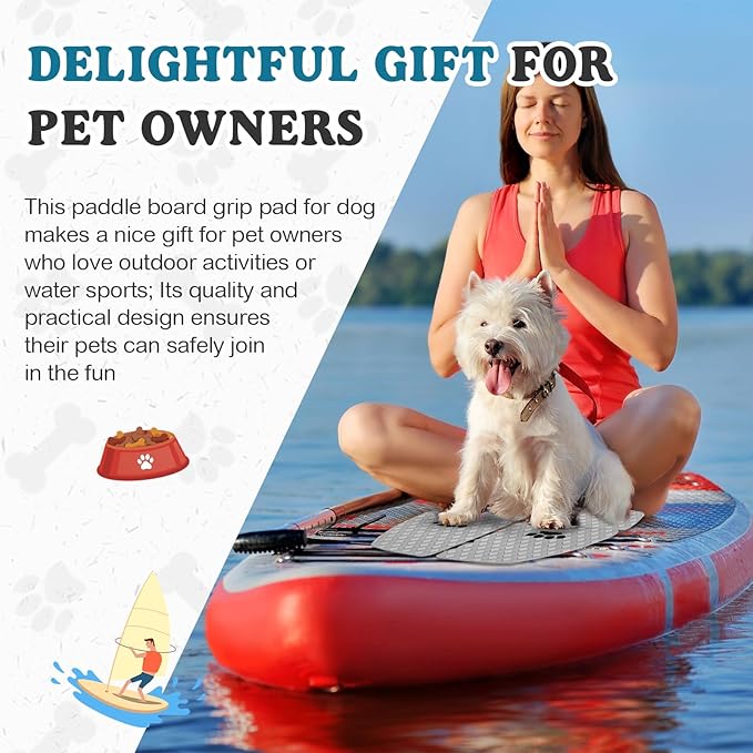 Dog Traction Pad Dog Paddle Board Kayak Accessories 21.2 x 15.3 Inch Non Slip Deck Grip Mat Surfboard Traction Good Grip EVA Foams for SUP Skimboard Paddleboard Surfboard