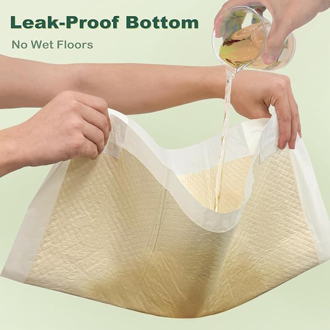 MIZOK Dog Pee Pads Large 28X34in Bamboo Dog Pads Odor Eliminating Pee Pads for Dogs 8 Cups Super Absorbent 6-Layers Leak-Proof Training Pads, Disposable (40 Counts)